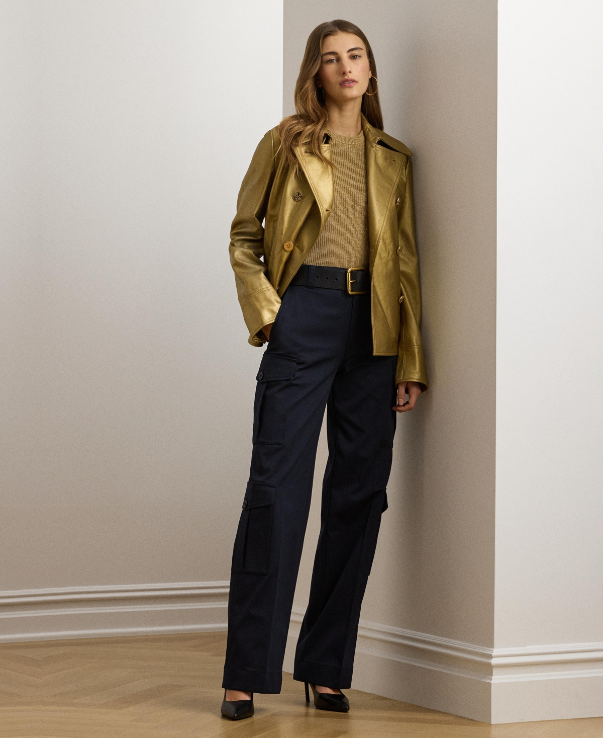 Lauren Ralph Lauren Women's Metallic Lambskin Peacoat