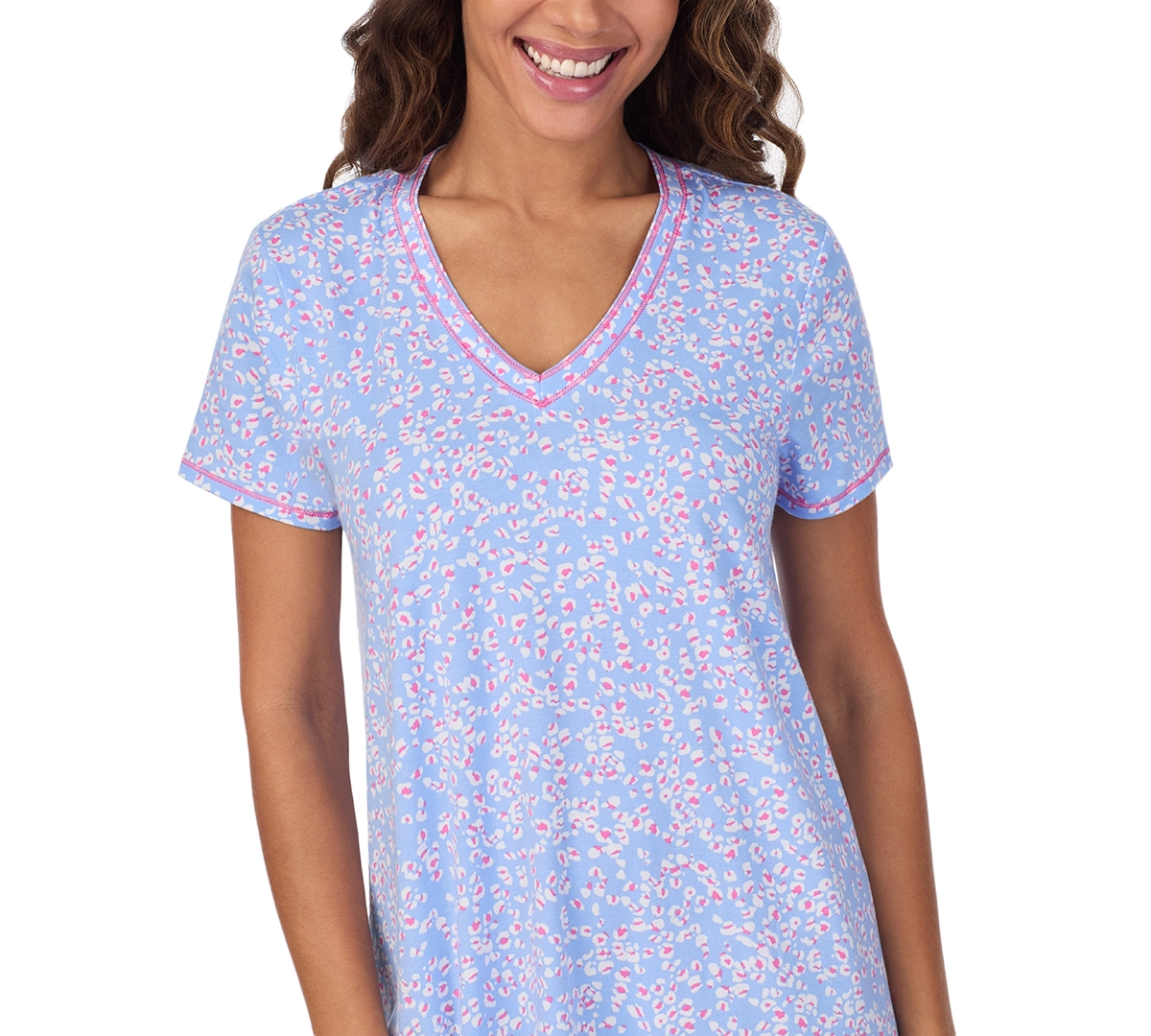 Shop Cuddl Duds Women's Printed Short-sleeve Sleepshirt In Periwinkle Print