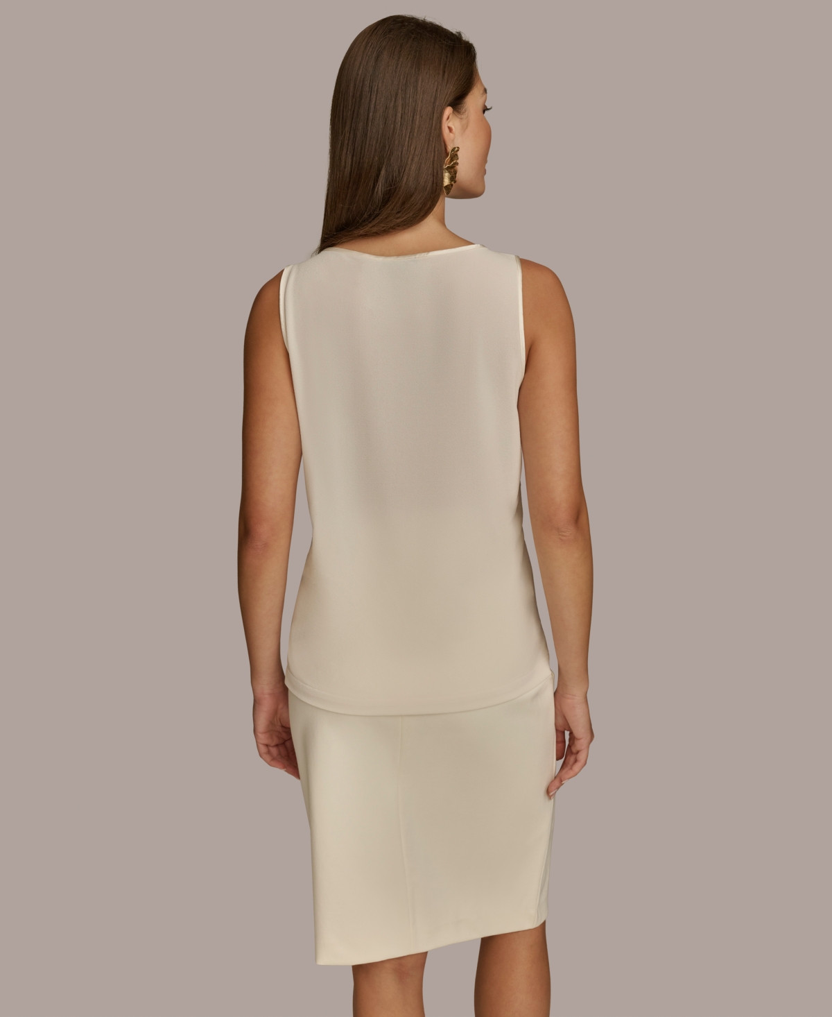 Donna Karan New York Women's Mixed-Media Scoop-Neck Top