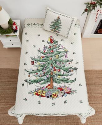 Spode Christmas Tree Reversible 2-Pc. Quilt Set, Twin