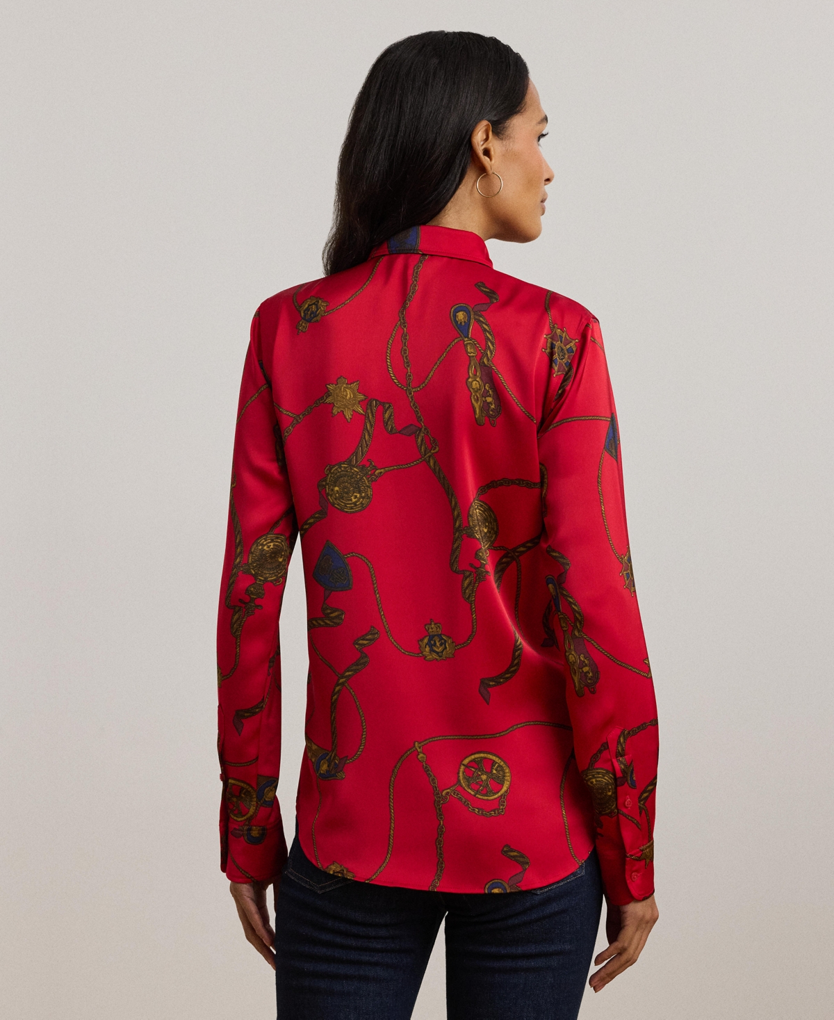 Lauren Ralph Lauren Women's Classic-Fit Print Satin Charmeuse Shirt, Regular & Petite
