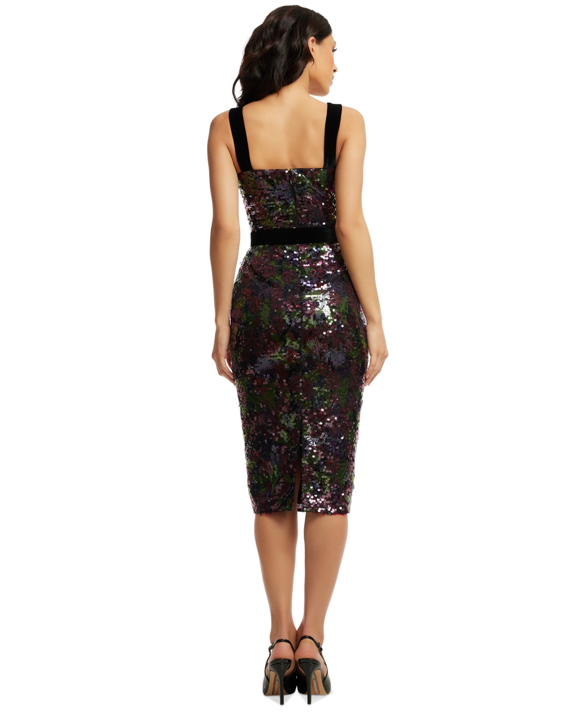 Shop Dress The Population Women's Nicole Sequinned Midi Dress In Deep Plum Multi