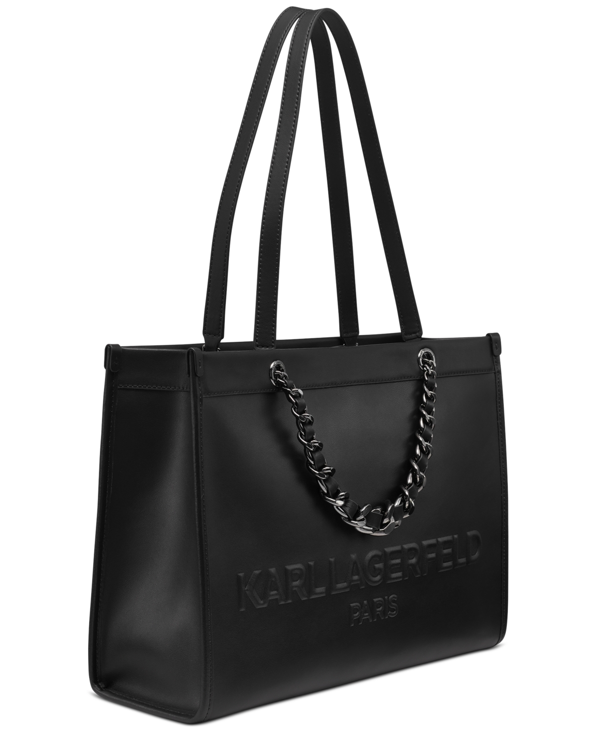 Karl Lagerfeld Savoie Large Leather Tote In Black