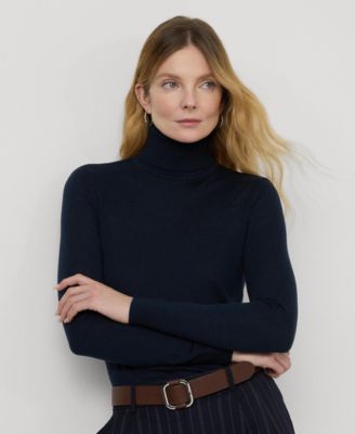 Lauren Ralph Lauren Women's Silk-Blend Turtleneck Sweater Macy's