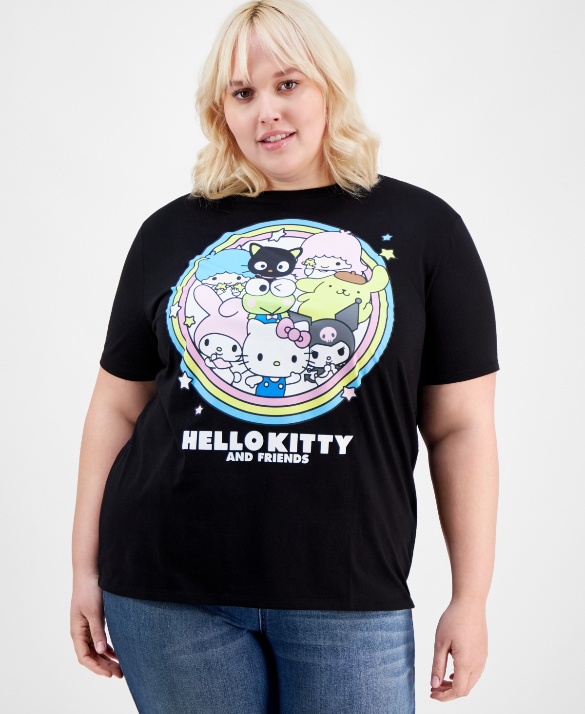 LOVE TRIBE TRENDY PLUS SIZE HELLO KITTY GRAPHIC T-SHIRT 