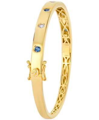 Anywear Everywear&reg; Blueberry Sapphire (1/4 ct. t.w.) & White Sapphire (1/4 ct. t.w.) or Pink Sapphire (1/4 ct. t.w.) & White Sapphire (1/4 ct. t.w.) Bangle Bracelet in 14k Yellow Gold (also in rose gold and white gold)