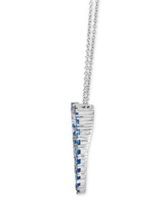 Demin Ombr&eacute; (1-1/20 ct. t.w.) & White Sapphire (1/20 ct. t.w.) Heart 20" Adjustable Pendant Necklace in 14k White Gold  