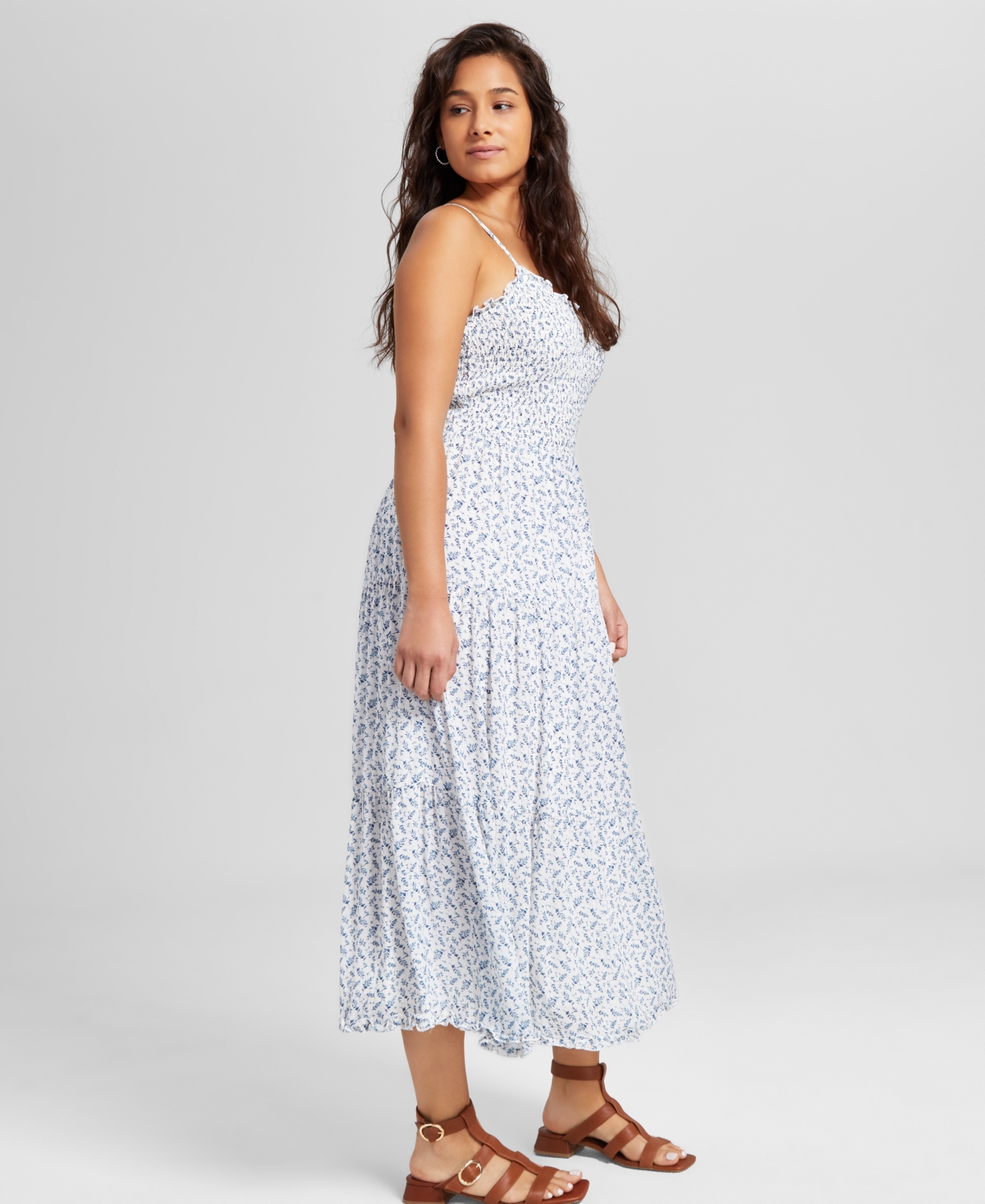 And Now This Petites Petite Smocked Tiered Midi Dress, Exclusively at Macy's
