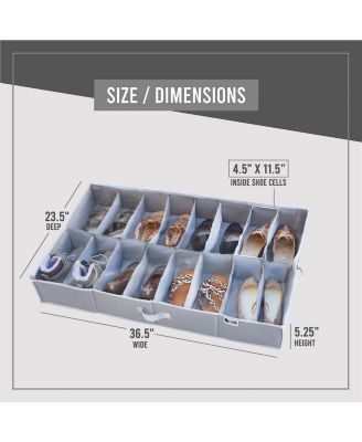 Set of 2 Extra-Large Under Bed Shoe Storage Organizer Fits up to 32 pairs