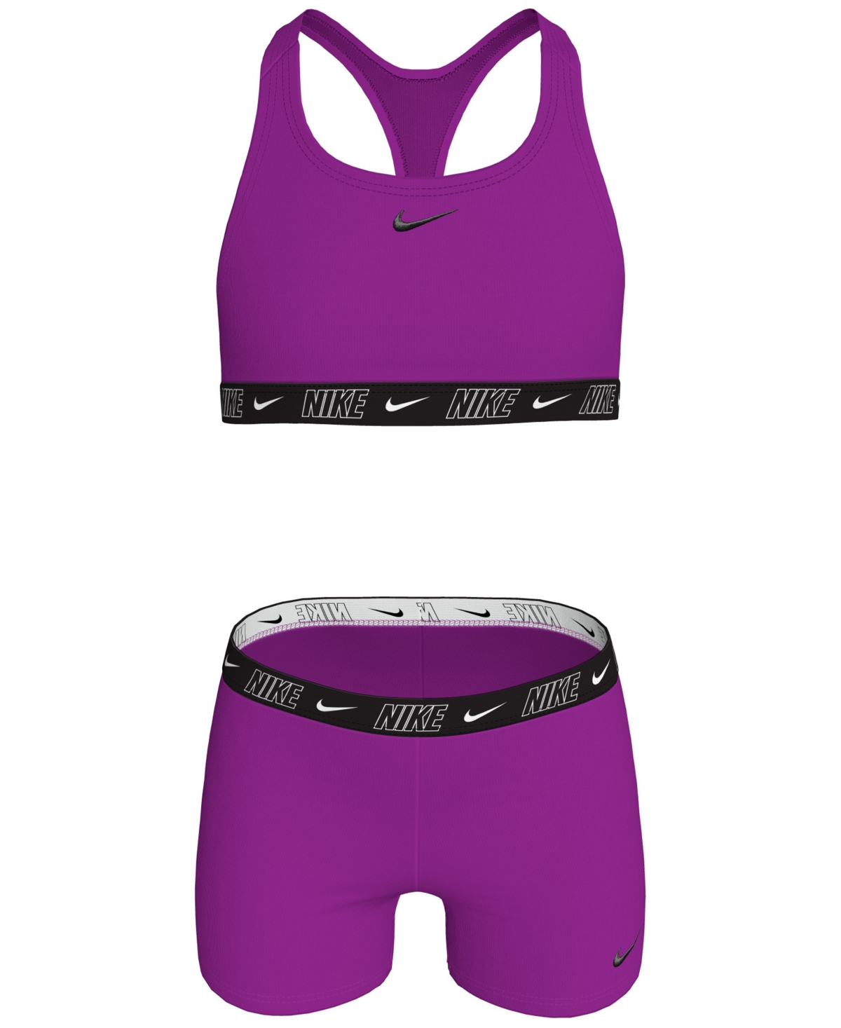 Nike Big Girls Racerback Top & Shorts Swimsuit, 2 Piece Set In Vivid Purp