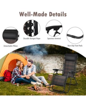 SUGIFT 2 Pieces Folding Patio Rattan Zero Gravity Lounge Chair