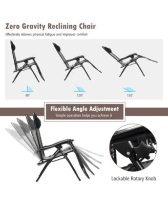 SUGIFT 2 Pieces Folding Patio Rattan Zero Gravity Lounge Chair