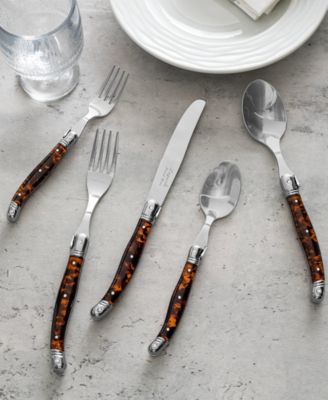 Laguiole Connoisseur 20-Piece 18/10 Flatware Set with Tortoise Handles
