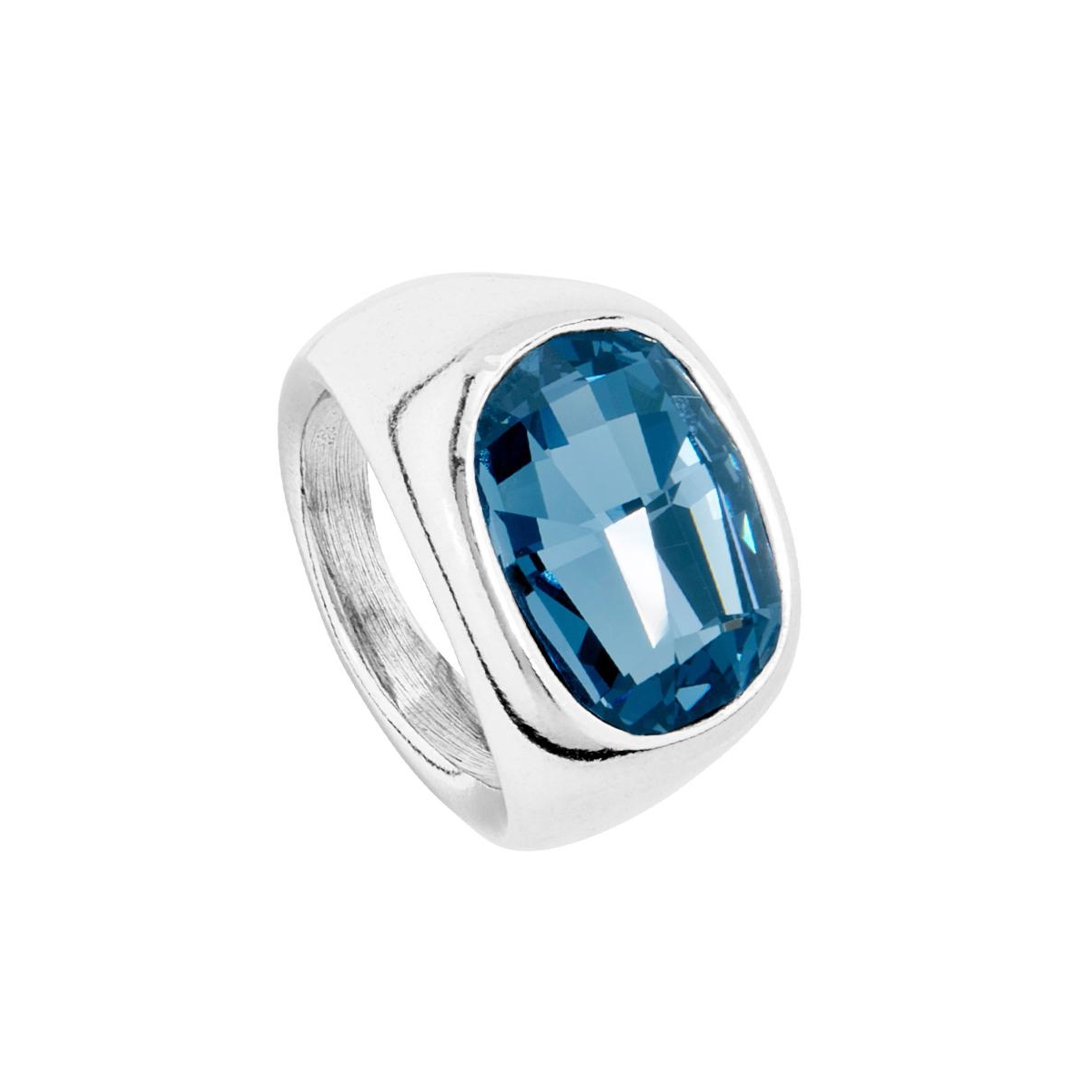 UNOde50 Sterling Silver Light It Up Faceted Clad Ring - Blue