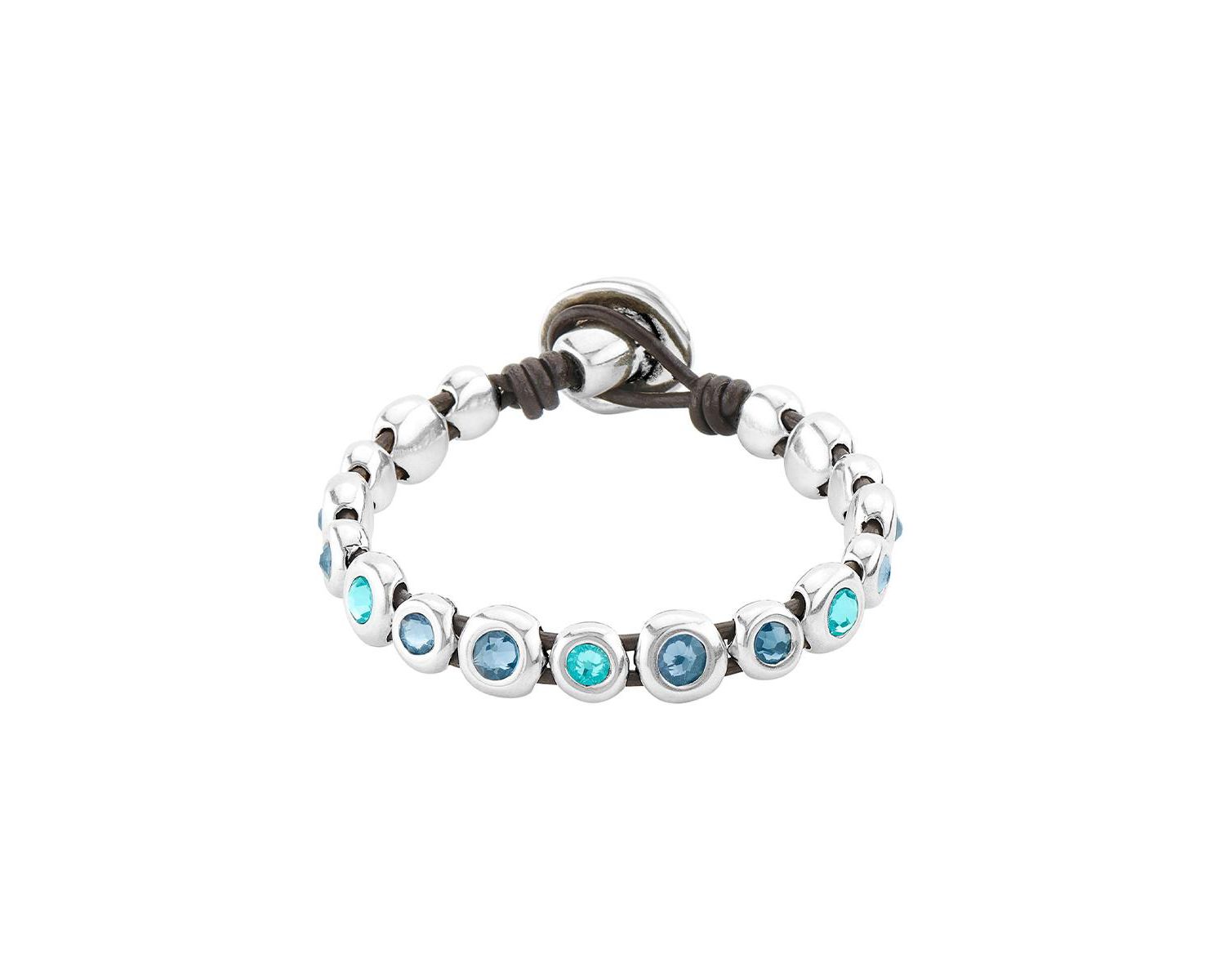 Sterling Silver Murano Crystal Leather Bracelet