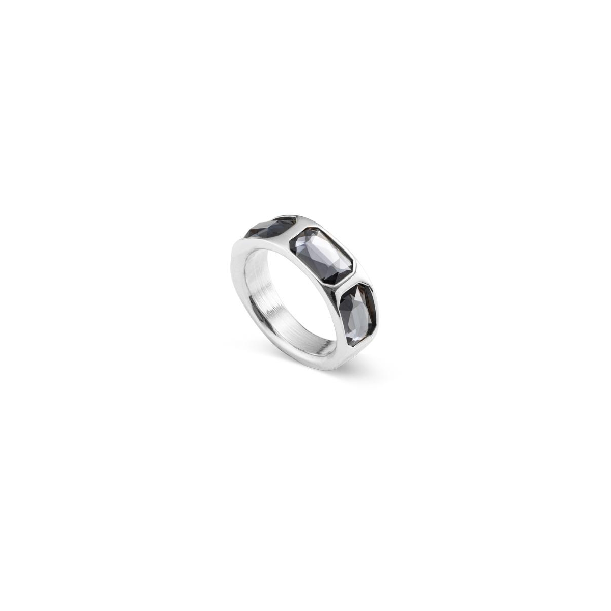 UNOde50 Three Faceted Crystals Emerald Cut Metal Alloy Ring - Gold