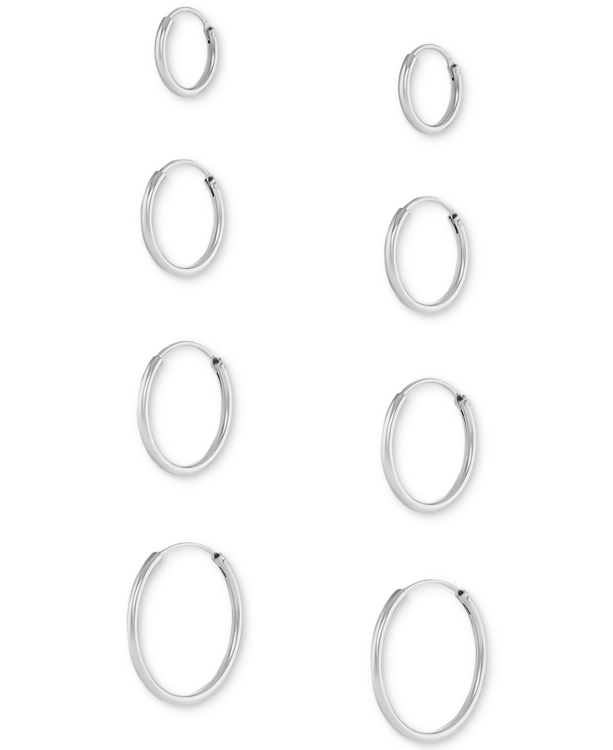 Macy's Polished Endless Hoop Earrings Set In 18k Gold Over Sterling Silver, Created For  In Silver