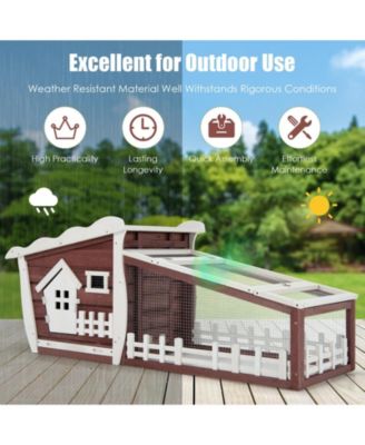 62 Inch Wooden Rabbit/Dog Hutch with Pull Out Tray