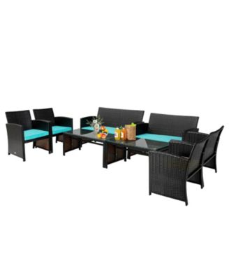 SUGIFT 4 Pieces Patio Rattan Cushioned Furniture Set