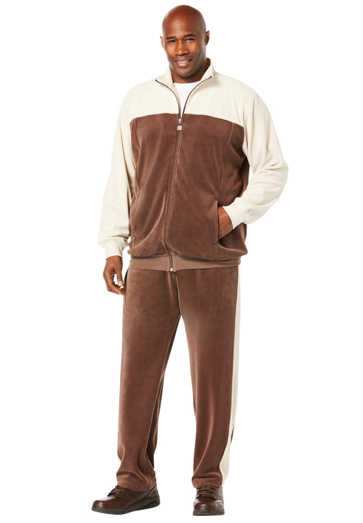 KingSize Big & Tall Colorblock Velour Tracksuit