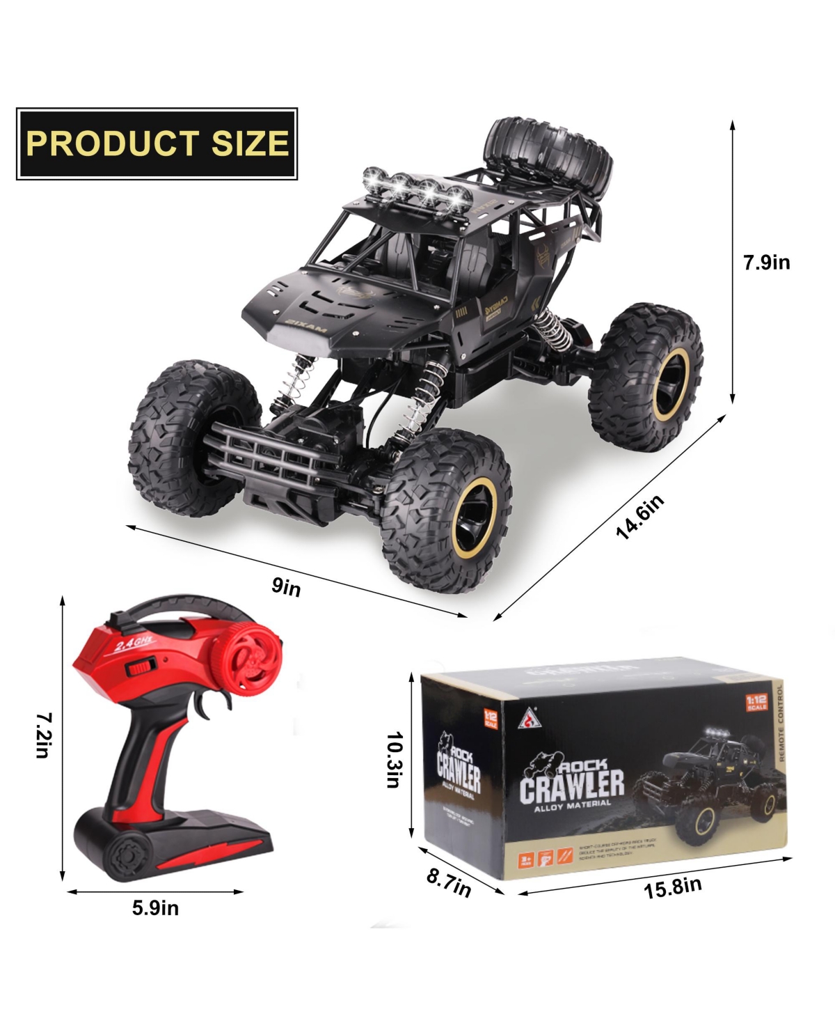 Vebreda 1:12 Scale Rc Off-Road Truck - 2.4G 4WD Dual Motor Remote Control Car