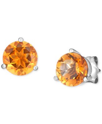 Macy's - Brilliant-Cut Citrine (2-1/5 ct. t.w.) Stud Earrings in 14k White Gold
