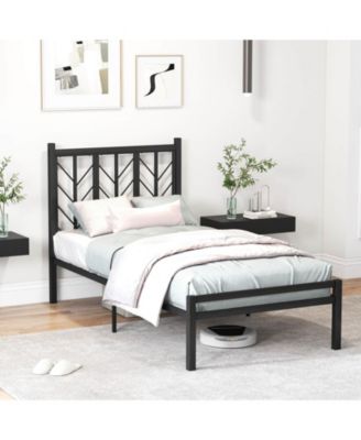 Twin Size Platform Bed with Headboard 11.5" Under Bed Storage Easy Assembly