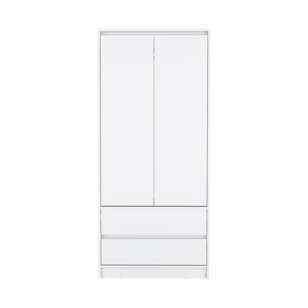 Depot E-Shop Palmer 2 Drawers Armoire, Wardrobe Closet with Hanging Rod,- White