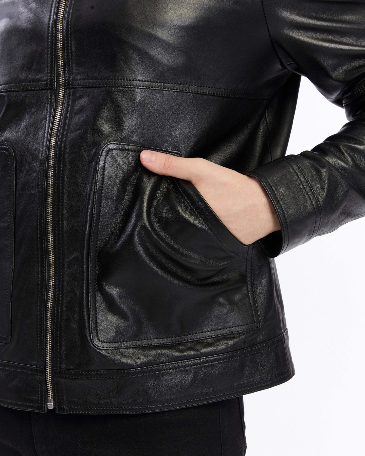 Мужская куртка Furniq UK Henry Leather, цвет: Чёрный — фото 1