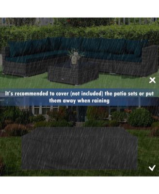 7PCS Patio Rattan Furniture Set Sectional Sofa Cushioned Garden Peacock