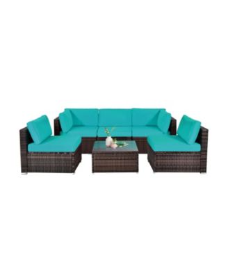 SUGIFT 6 Pieces Patio Rattan Furniture Set with Cushions