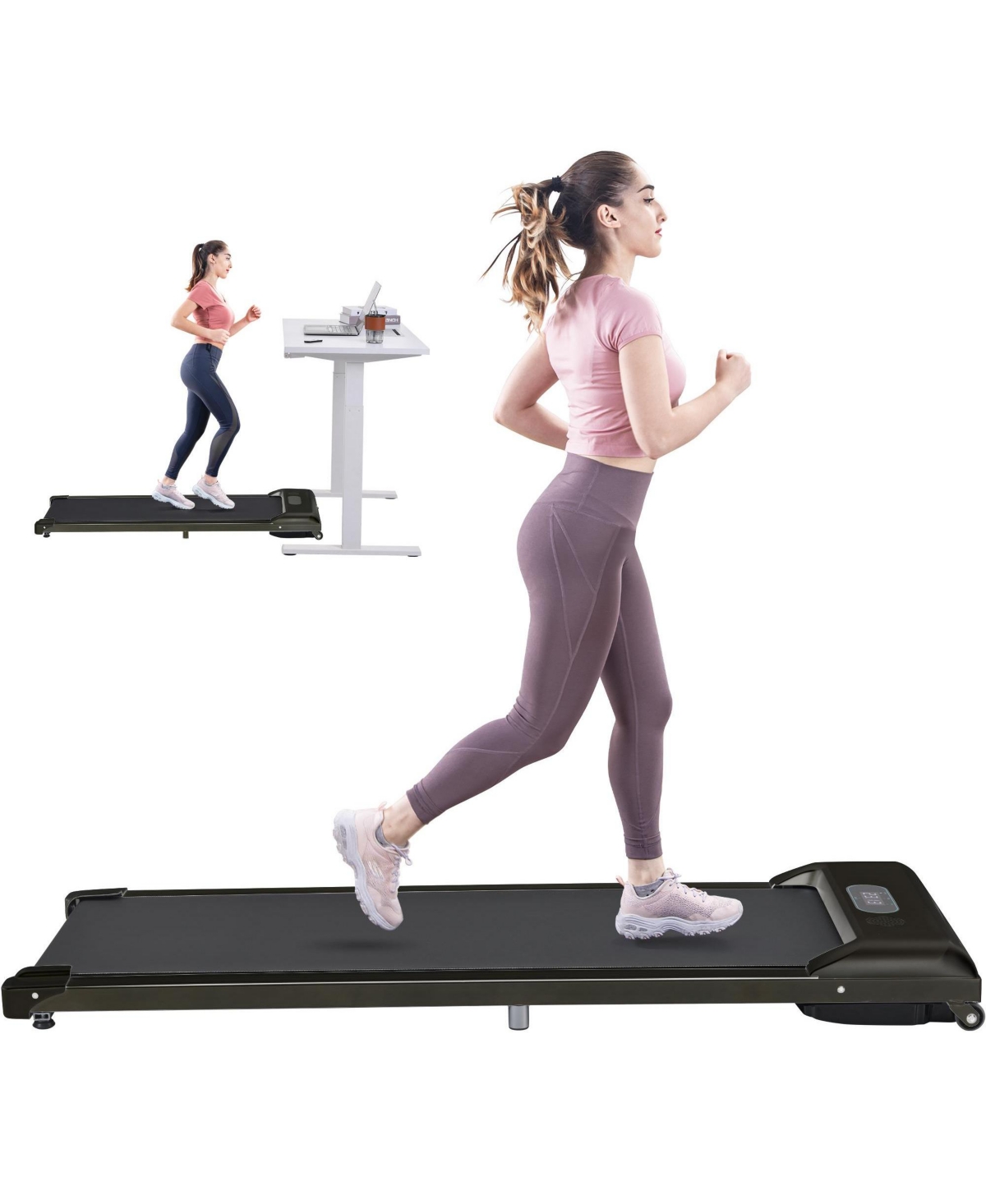 Slickblue 2-in-1 Under Desk Electric Treadmill 2.5HP, Remote Control & Display, Ideal for Home Gym & Office