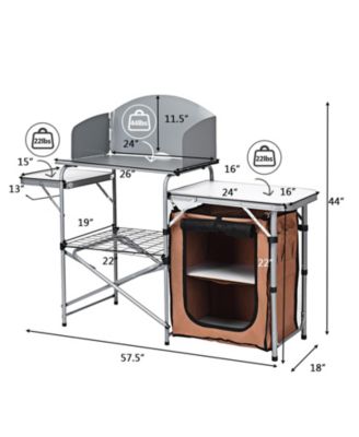Foldable Outdoor BBQ Portable Grilling Table with Windscreen Bag