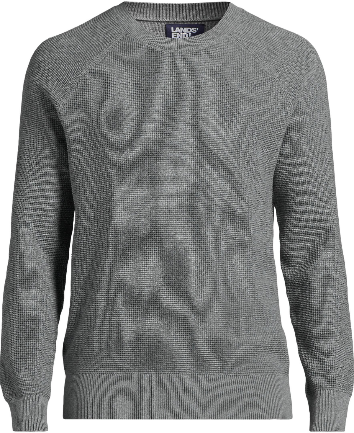 Lands' End Men's Long Sleeve Cotton Cashmere Waffle Sweater