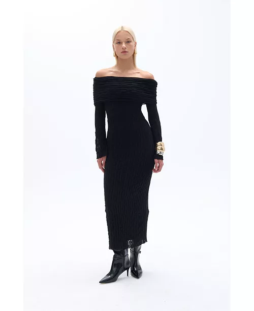 women's off the shoulder layered design dress