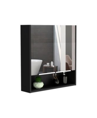 Tatacoa Mirror Medicine Cabinet, One Open Shelf, Three Interior Shelves