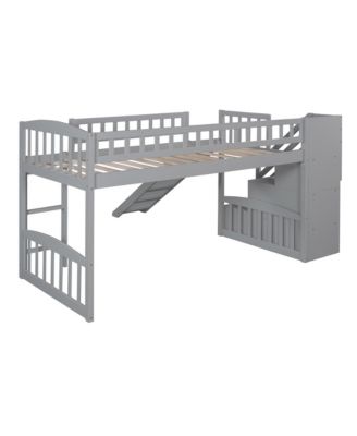 Streamdale Stairway Twin Size Loft Bed With Two Drawers And Slide
