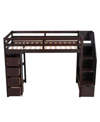 Streamdale Loft Bed with Storage, Stairs, and Shelves