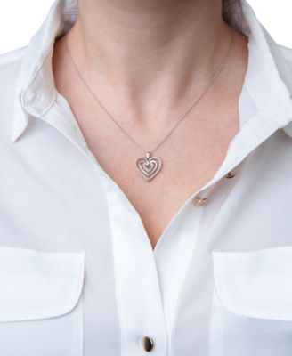 Diamond Multi-Heart 18" Pendant Necklace (1/10 ct. t.w.) in Sterling Silver