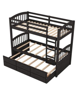 Streamdale Twin Over Twin Wood Bunk Bed With Trundle And Drawers
