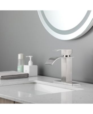 Waterfall Spout Bathroom Faucet, Single Handle Bathroom Vanity Sink Faucet