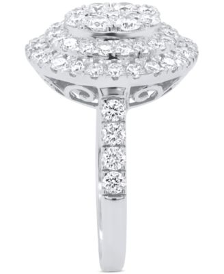 Lab-Grown Diamond Halo Cluster Ring (2 ct. t.w.) in Sterling Silver or 14K Gold-Plated Sterling Silver