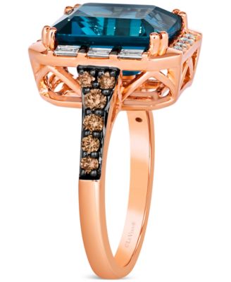 London Blue Topaz (6 ct. t.w.) & Diamond (5/8 ct. t.w.) Statement Ring in 14k Rose Gold