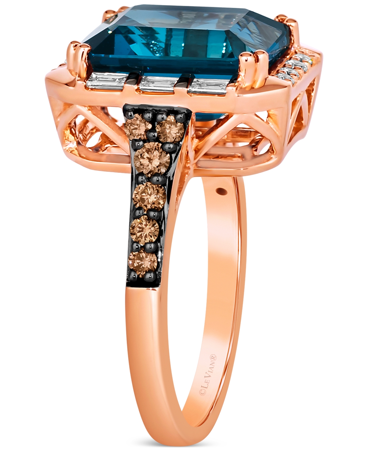 Le Vian London Blue Topaz (6 Ct. T.w.) & Diamond (5/8 Ct. T.w.) Statement Ring In 14k Rose Gold In Multi