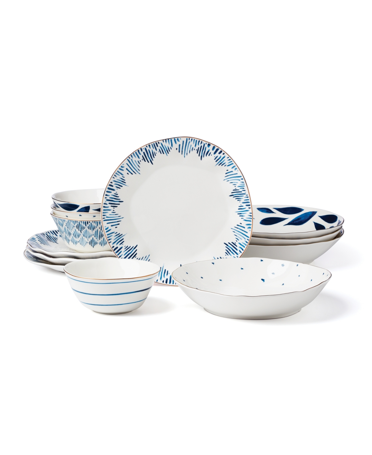 Blue Bay 12 Pc. Dinnerware Set, Service for 4 - Blue