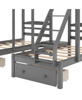 Streamdale Full Over Twin & Twin Bunk Bed, Triple Bunk Bed With Drawers