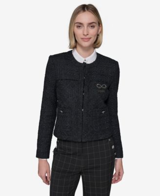 KARL LAGERFELD PARIS - Women's Bow-Trim Tweed Jacket