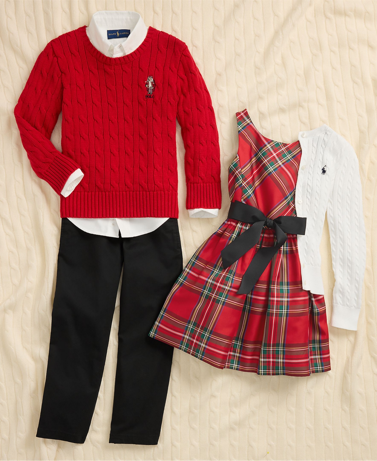 Polo Ralph Lauren Toddler and Little Boys Polo Bear Cable-Knit Cotton Sweater - Rl 2000 Red