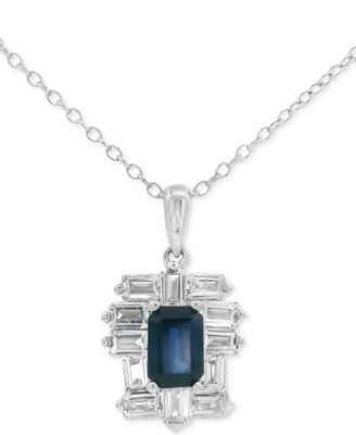 Emerald-Cut Gemstone & White Topaz (1-1/5 ct. t.w) Baguette Pendant Necklace in 10k Gold Plated over Sterling Silver, 18"