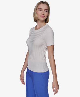 Women's Ribbed Short-Sleeve Sweater 